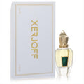 Exquisite Xerjoff Irisss 1.7 oz EDP spray. Clear glass bottle features a striking green inlay, ornate gold cap, and elegant white box.