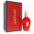 Bold red Xerjoff Red Hoba 3.4 oz unisex EDP bottle with a unique gold cap, X emblem, and matching luxury box.