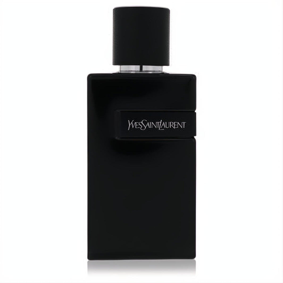 Experience YSL Y Le Parfum men's fragrance: a sleek 3.3 oz matte black bottle with silver accents and prominent white logo.