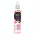 Yardley London Blossom & Peach 6.8 oz Moisturizing Body Mist. Clear bottle, silver sprayer, pink floral label.