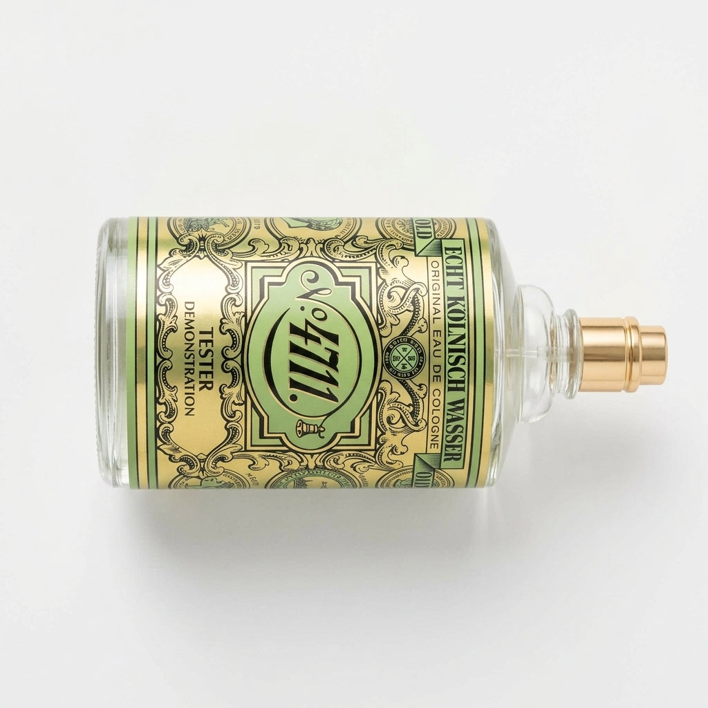 Eau De Cologne Bottle — Flat Lay - Back | Generated by Modelize