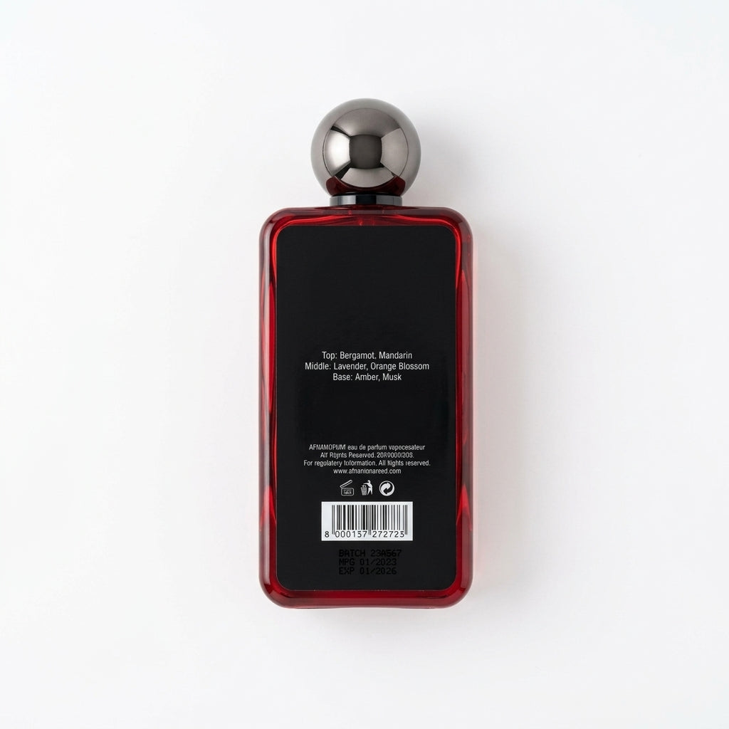 Fragrance bottle — Flat Lay - Back | Generated by Modelize
