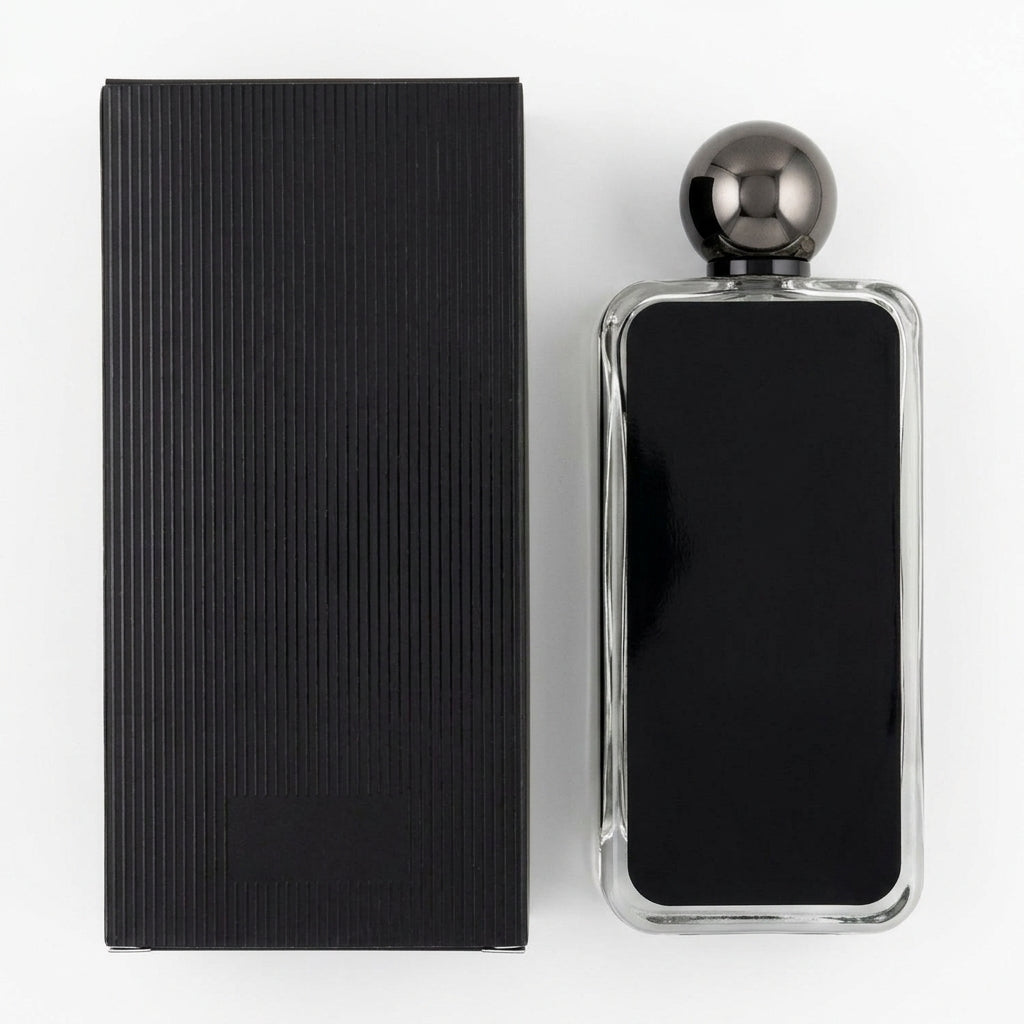 Fragrance bottle and box — Flat Lay - Back | Generated by Modelize