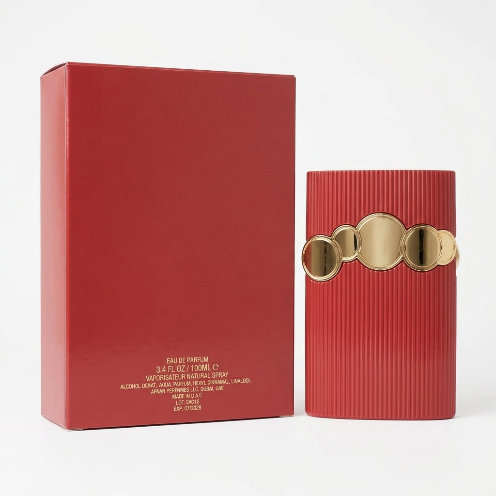Perfume bottle and packaging box — Studio - Back View | Generated by Modelize