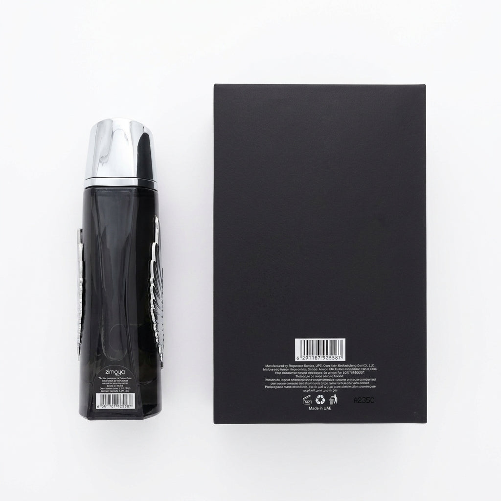Fragrance bottle and packaging — Flat Lay - Back | Generated by Modelize