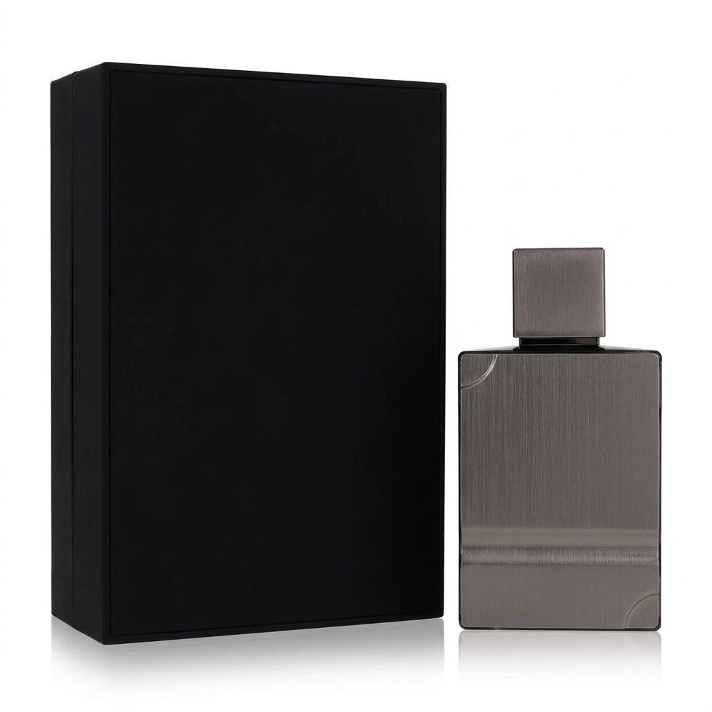 Perfume bottle and luxury gift box — Studio - Back View | Generated by Modelize