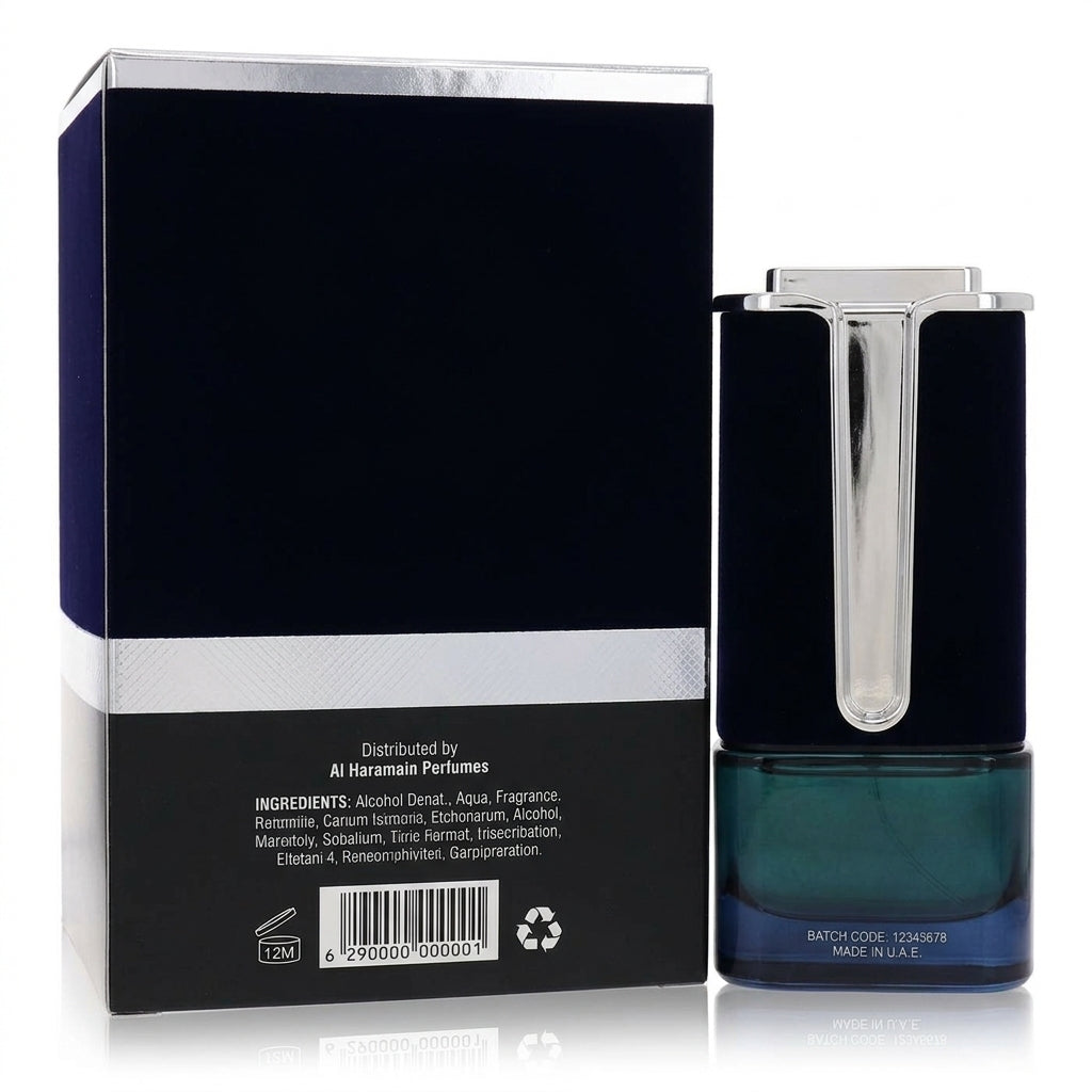 Fragrance bottle and packaging — Studio - Back View | Generated by Modelize