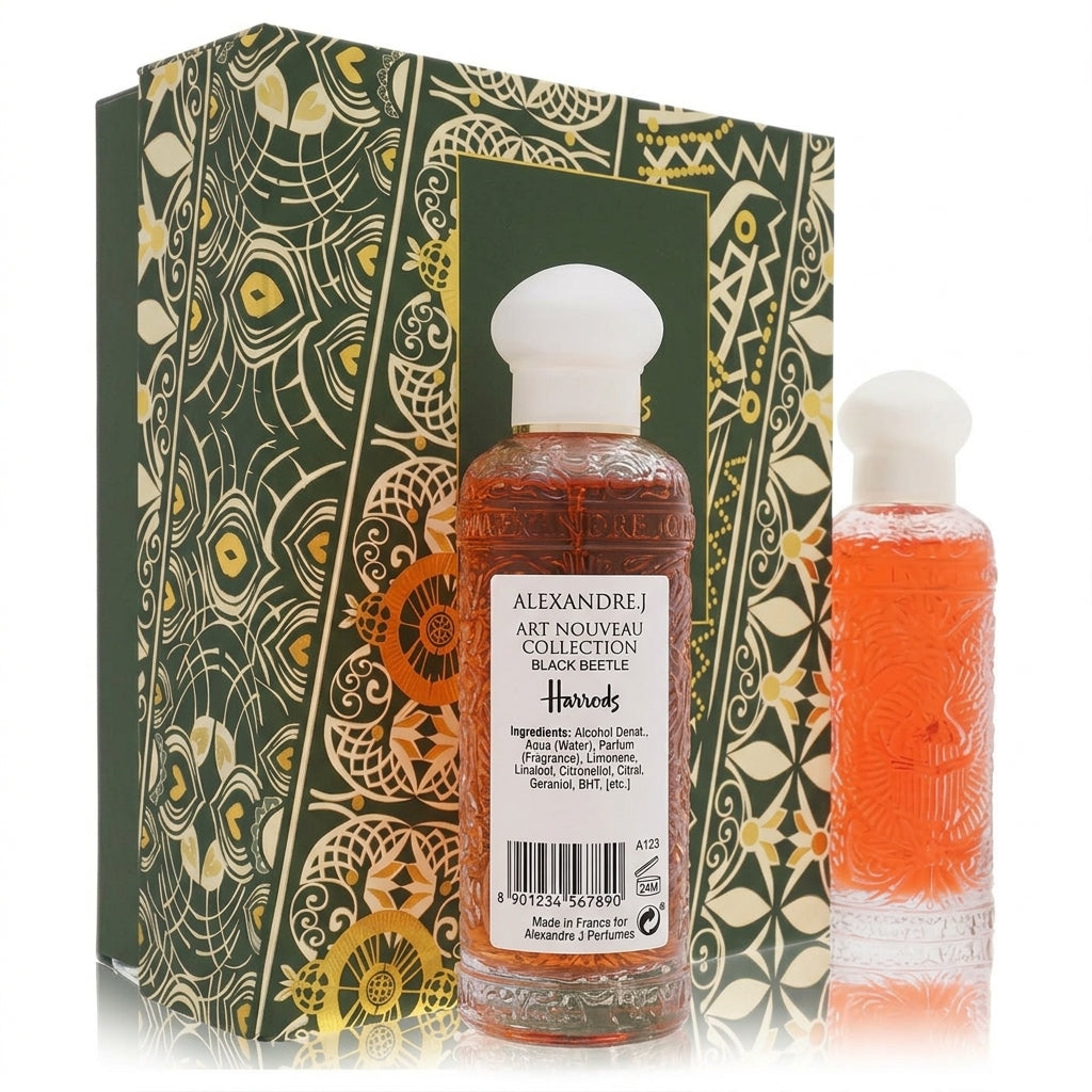 Fragrance bottle and decorative box set — Studio - Back View | Generated by Modelize