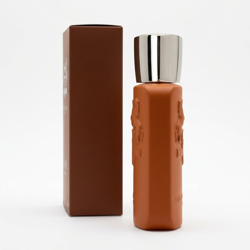 Perfume bottle and packaging — Studio - Side View | Generated by Modelize