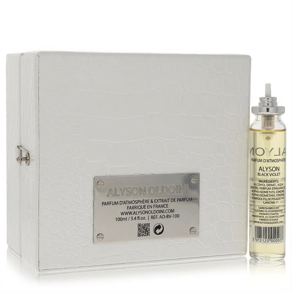Perfume refill and embossed display box — Studio - Back View | Generated by Modelize