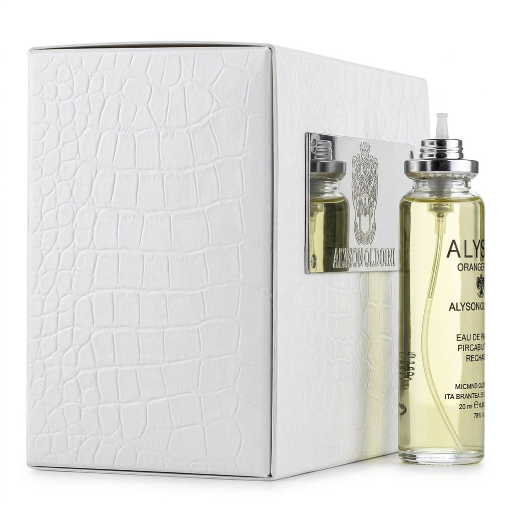 Perfume with presentation box — Studio - Side View | Generated by Modelize