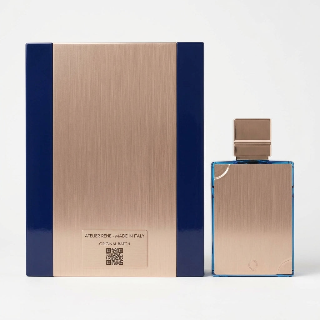Fragrance bottle and box — Studio - Back View | Generated by Modelize
