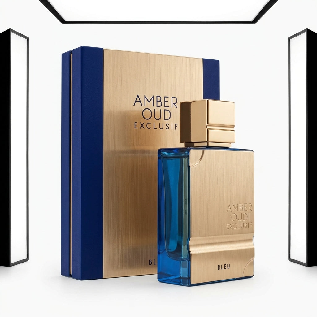 Fragrance and presentation box — Studio - Side View | Generated by Modelize