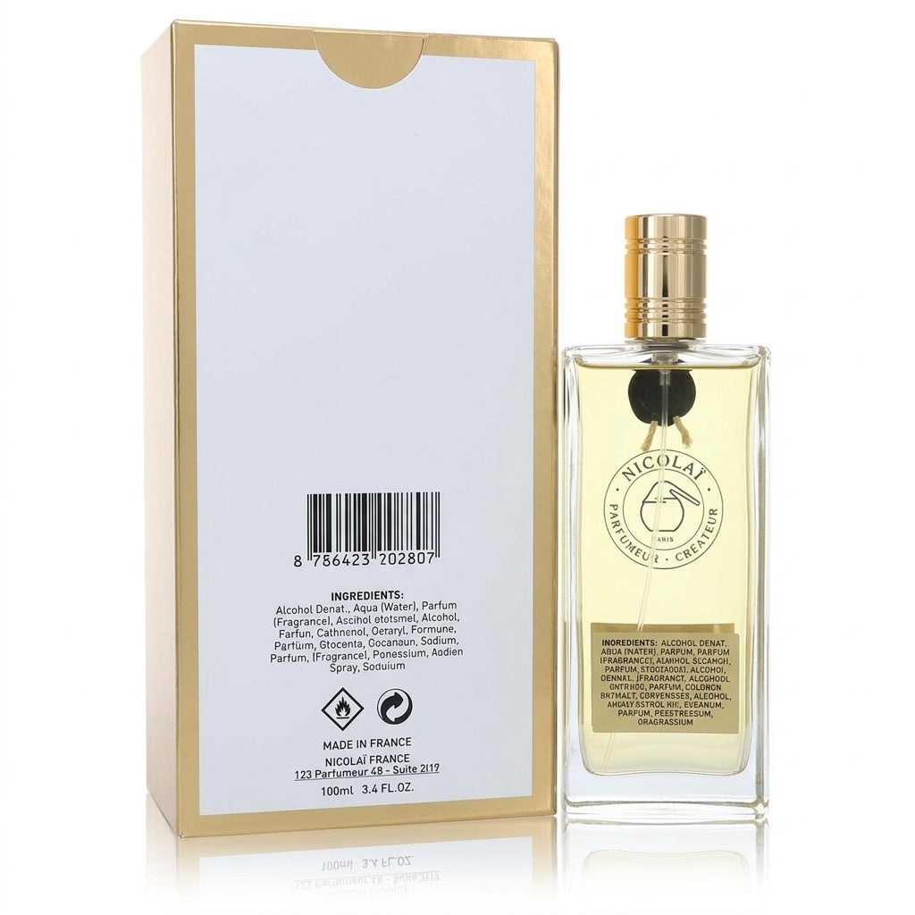 Fragrance bottle and packaging — Studio - Back View | Generated by Modelize