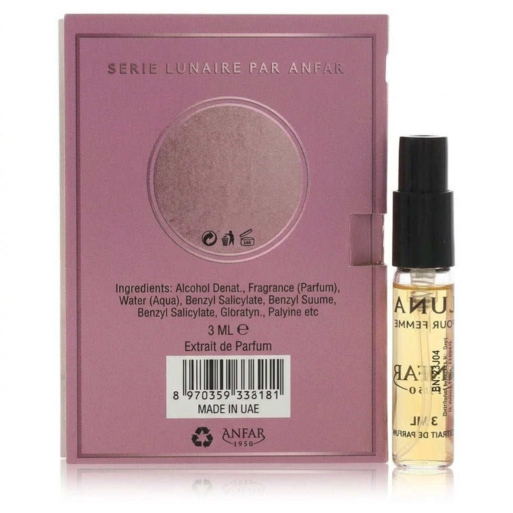 Mini perfume vial with card packaging — Studio - Back View | Generated by Modelize