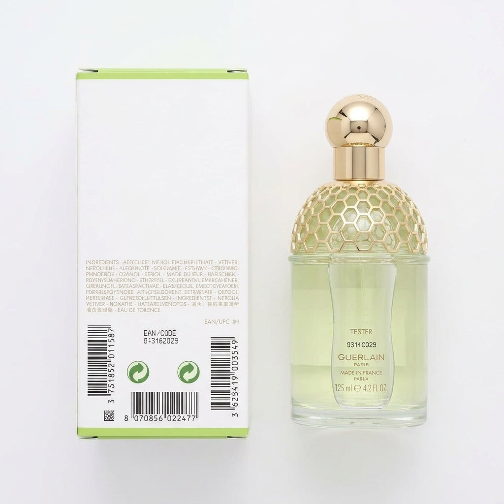 Fragrance bottle and packaging — Flat Lay - Back | Generated by Modelize