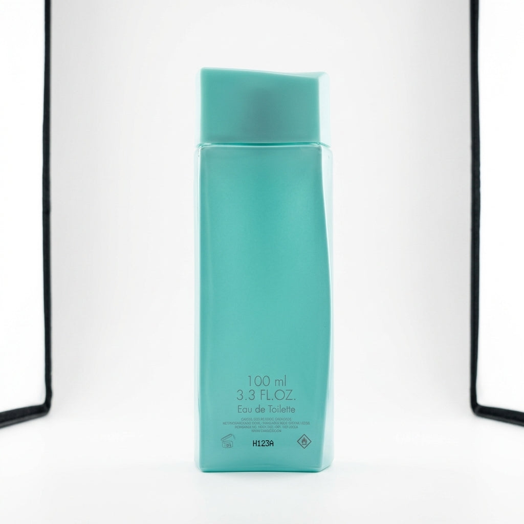 Perfume bottle and packaging — Studio - Back View | Generated by Modelize