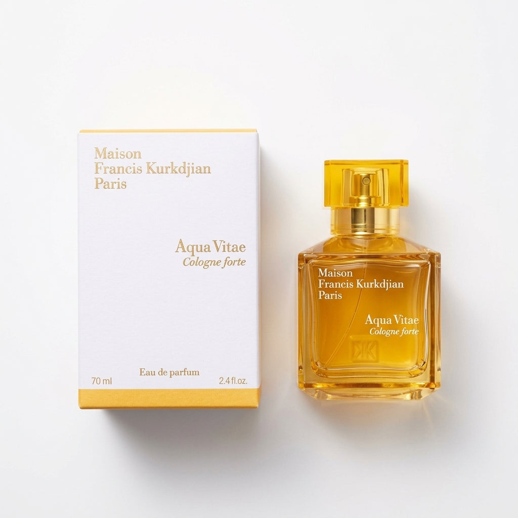 Luxury perfume bottle and packaging — Flat Lay - Front | Generated by Modelize