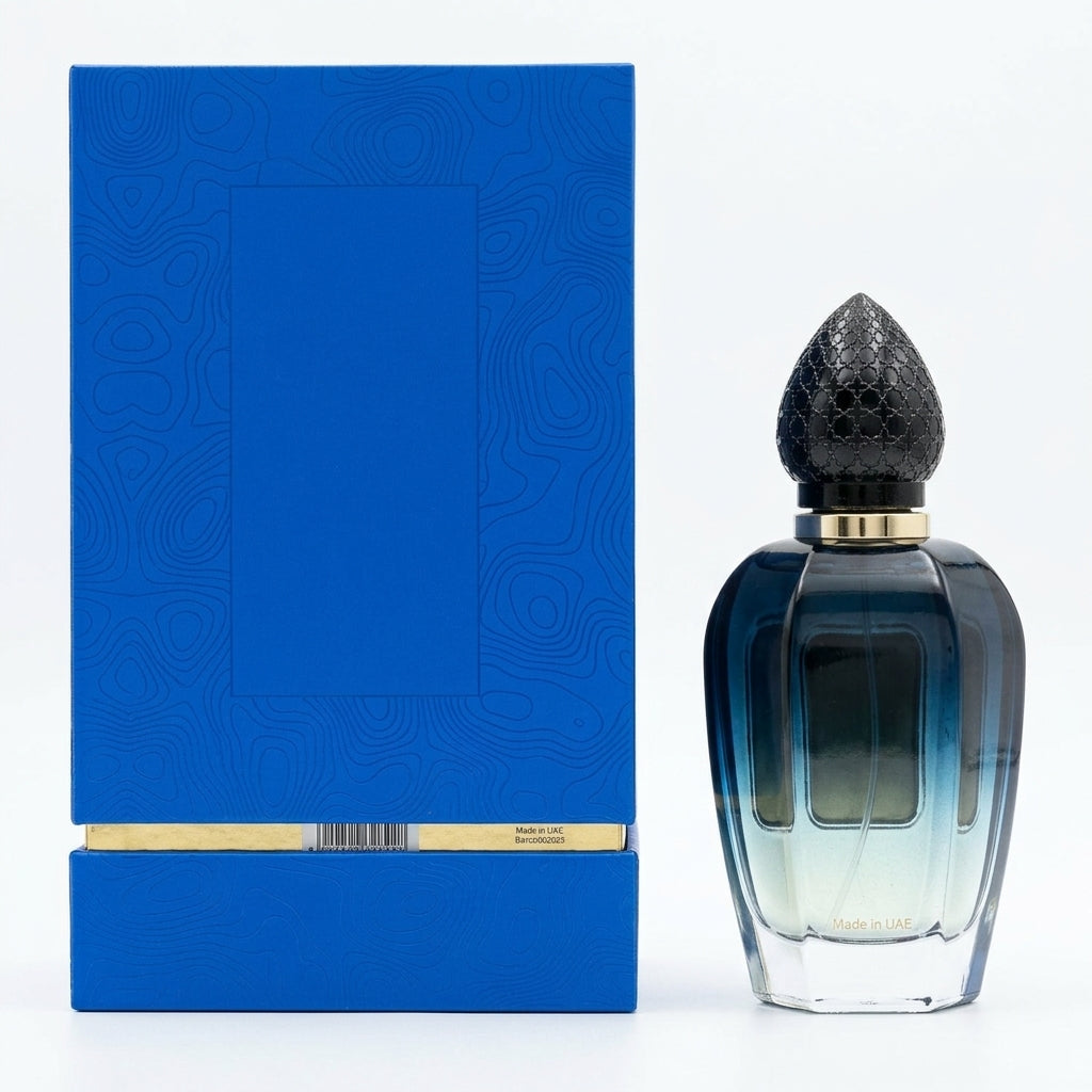 Fragrance bottle and box set — Studio - Back View | Generated by Modelize