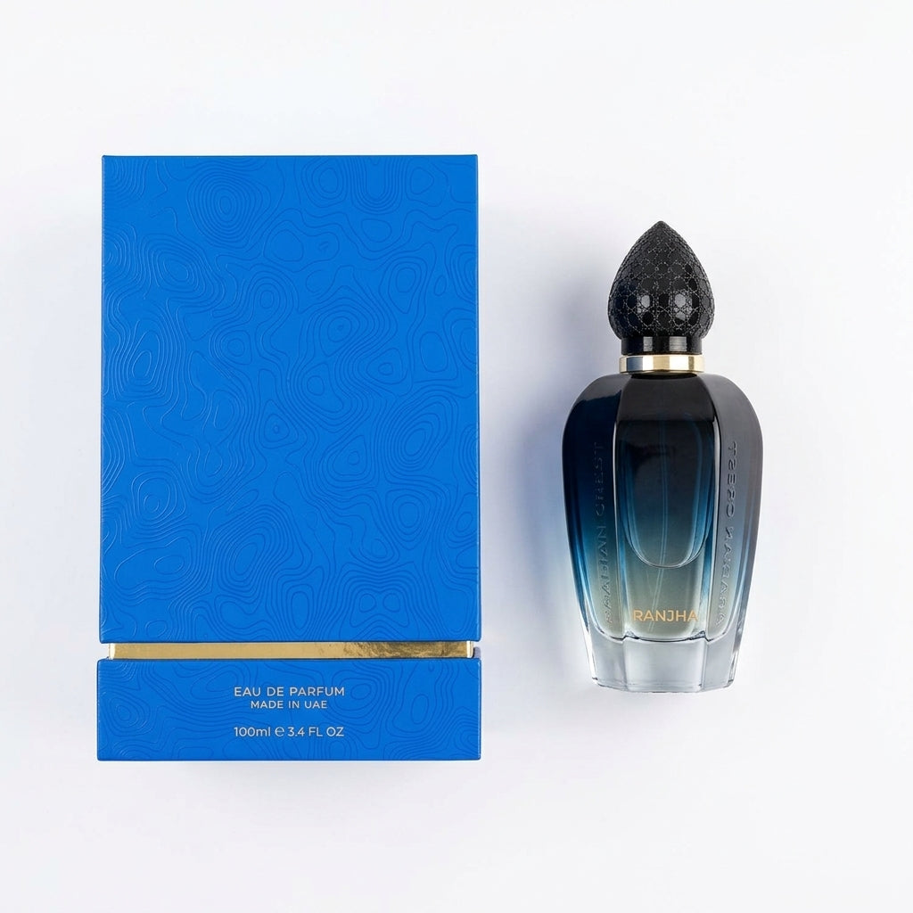 Perfume bottle and display box — Flat Lay - Back | Generated by Modelize