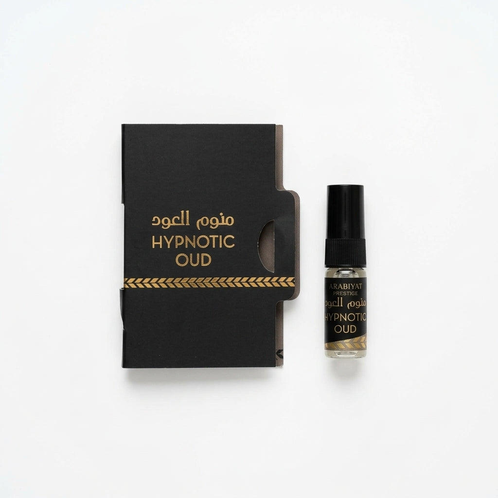 Mini EDP Spray and Sampler Card — Flat Lay - Front | Generated by Modelize