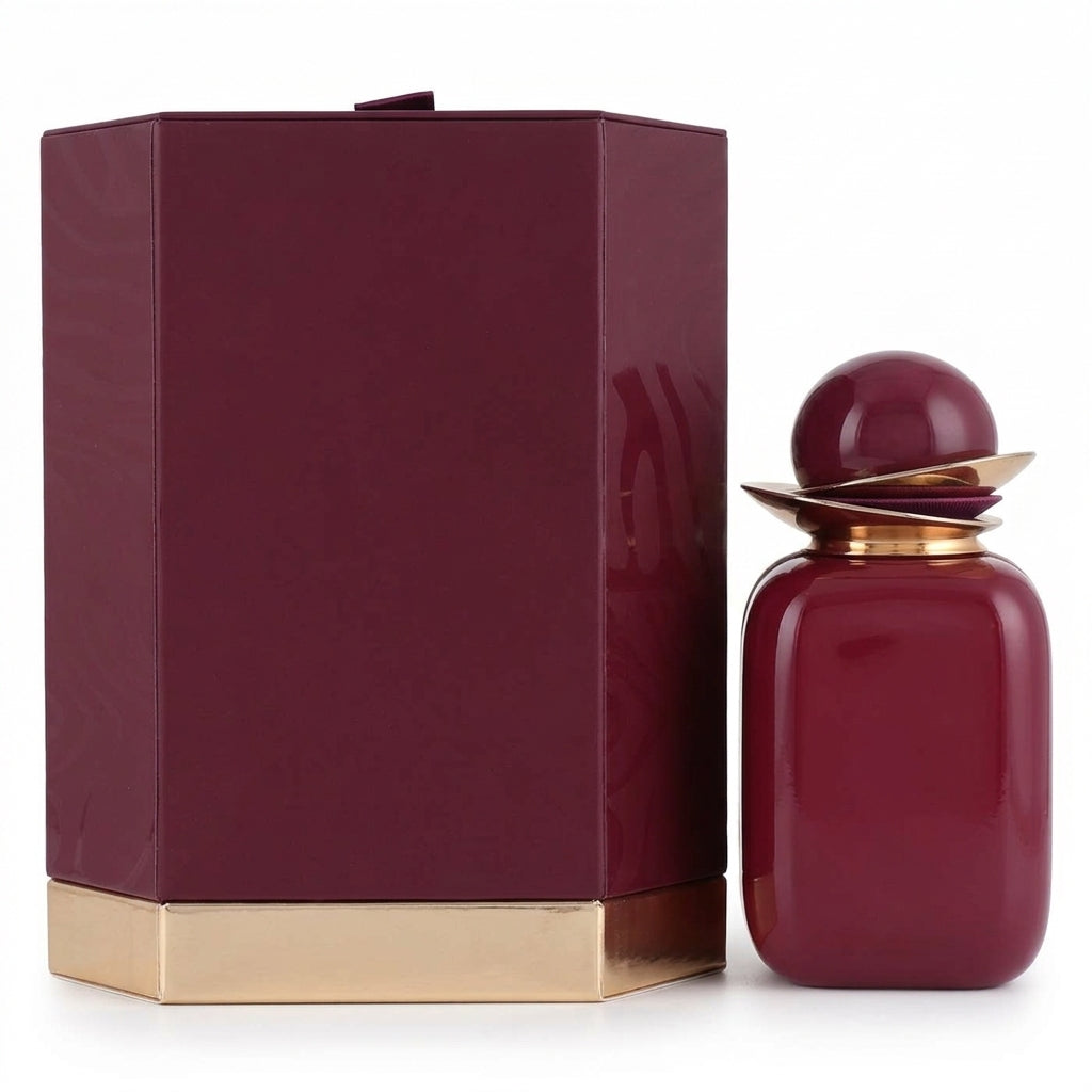 Perfume bottle and luxury packaging — Studio - Back View | Generated by Modelize