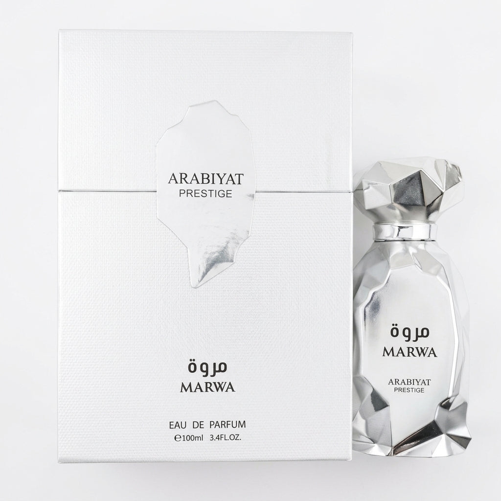 Fragrance bottle and packaging — Flat Lay - Front | Generated by Modelize