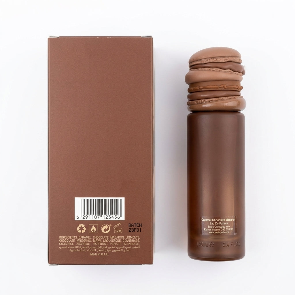 Eau De Parfum and Box — Flat Lay - Back | Generated by Modelize