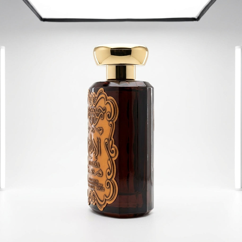 Perfume bottle and packaging — Studio - Side View | Generated by Modelize
