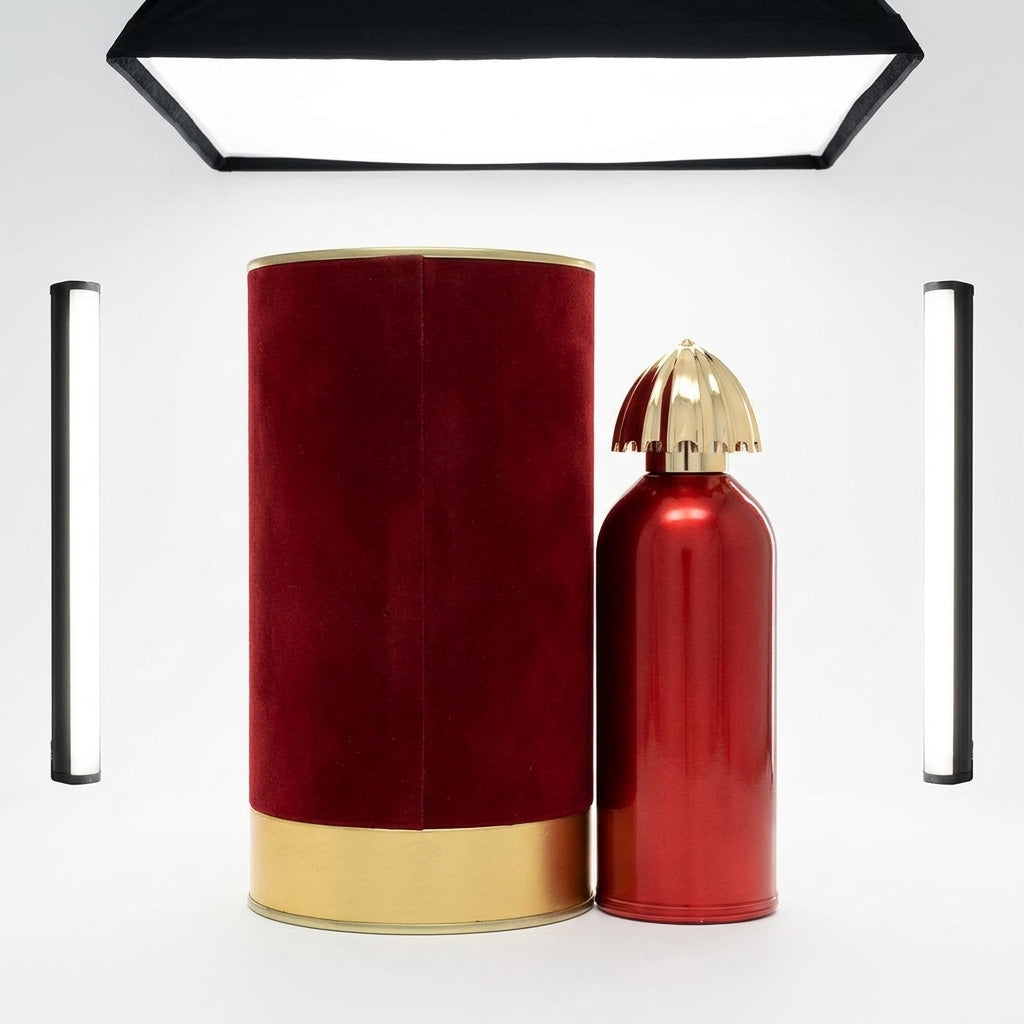 Eau De Parfum Spray and Packaging — Studio - Back View | Generated by Modelize