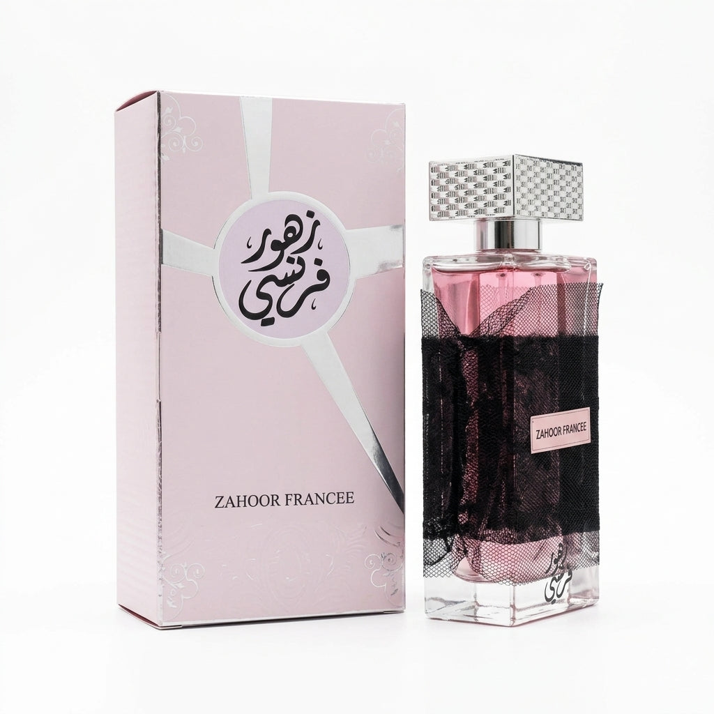 Perfume bottle and packaging — Studio - Side View | Generated by Modelize