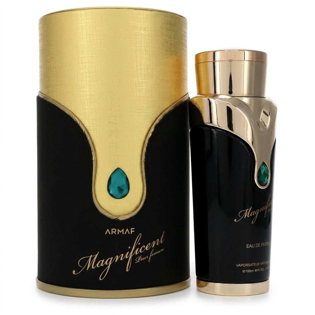 Eau de Parfum fragrance and presentation case — Studio - Side View | Generated by Modelize