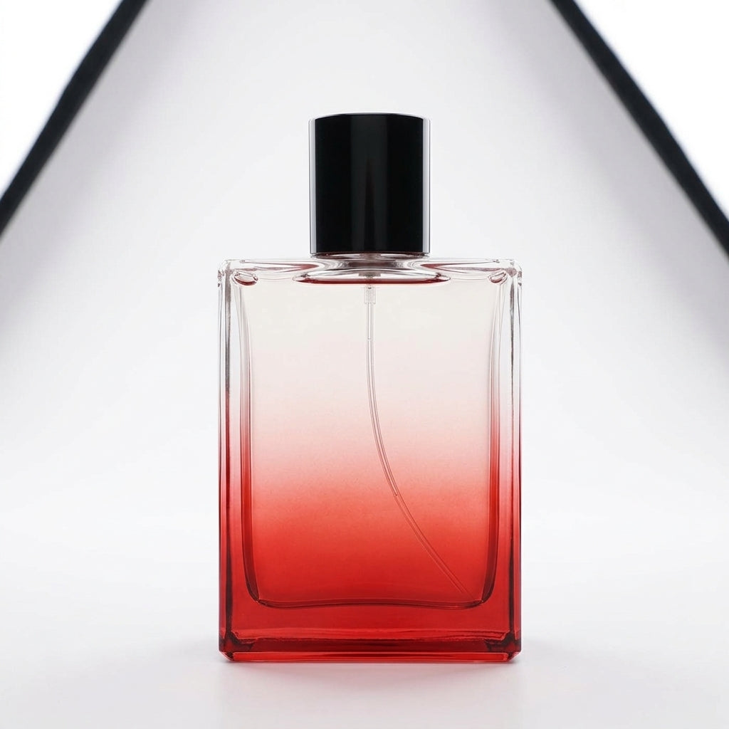 Fragrance bottle and box — Studio - Back View | Generated by Modelize