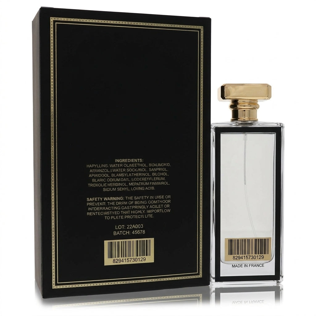 Perfume bottle and packaging box set — Studio - Back View | Generated by Modelize