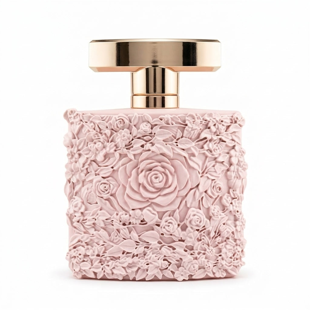 Perfume bottle and packaging — Studio - Back View | Generated by Modelize