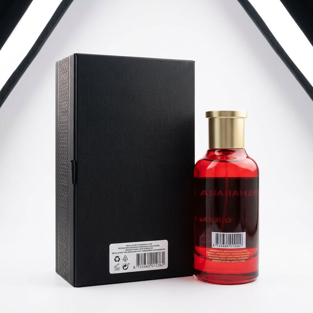 Perfume bottle and luxury packaging — Studio - Back View | Generated by Modelize