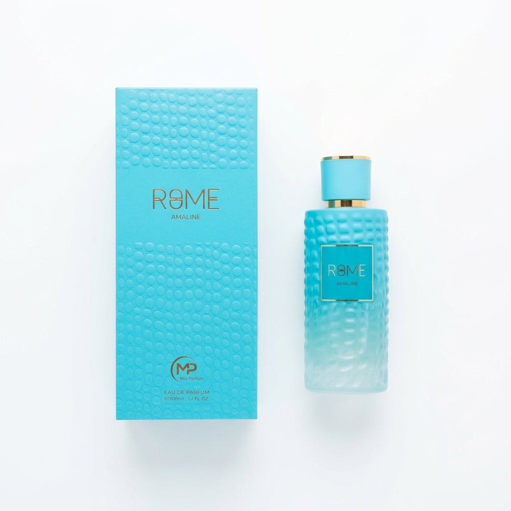 Fragrance bottle and packaging — Flat Lay - Back | Generated by Modelize