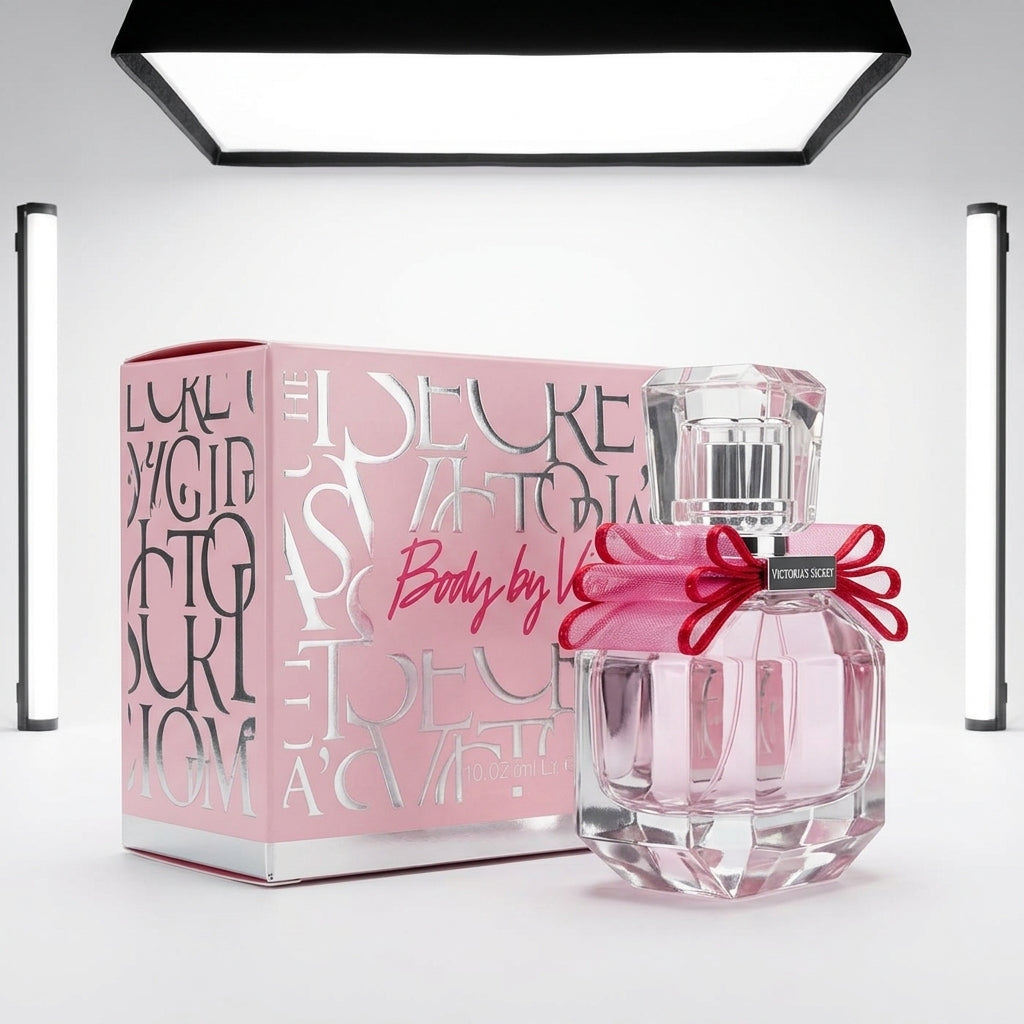 Perfume and Box Set — Studio - Side View | Generated by Modelize