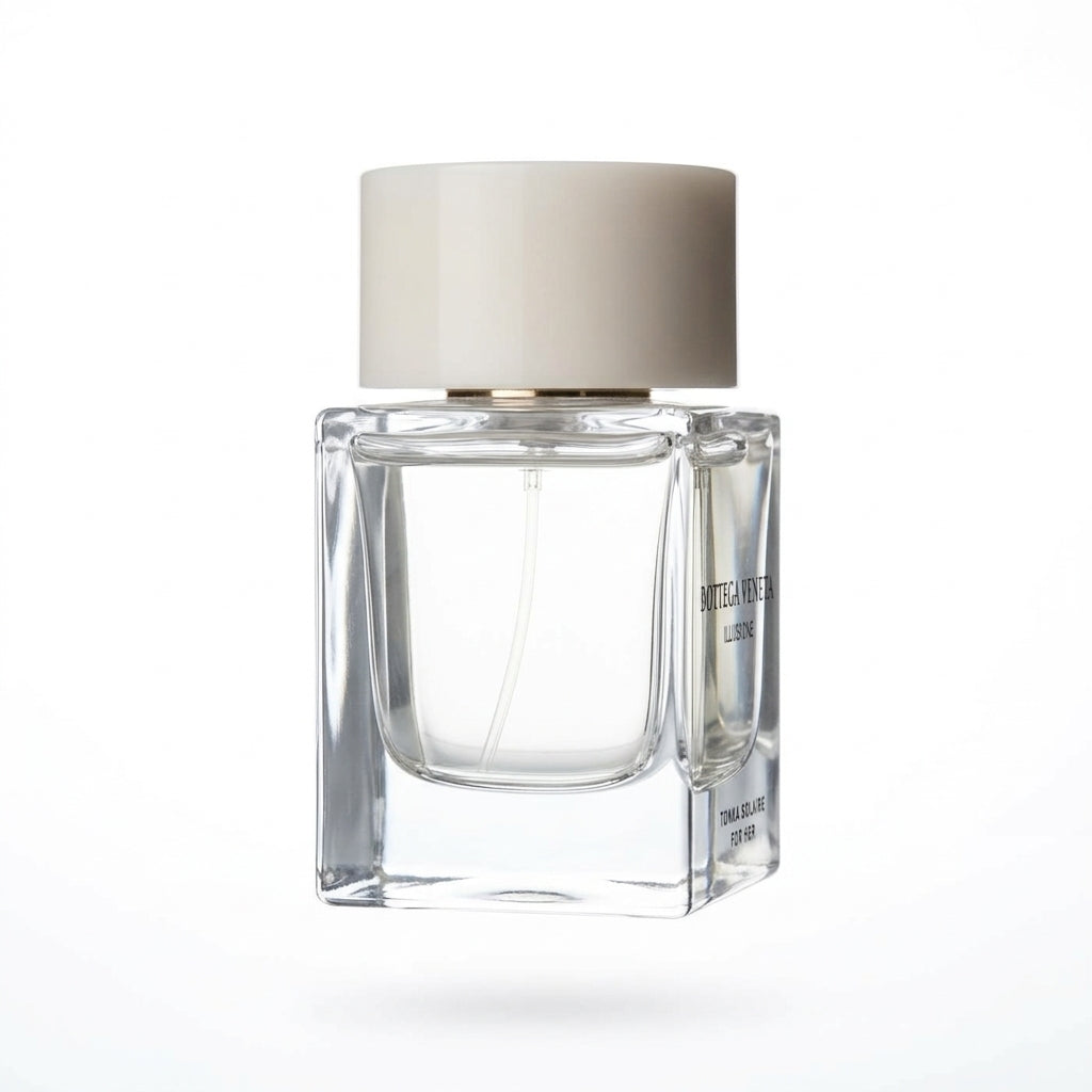 Perfume bottle and packaging — Studio - Side View | Generated by Modelize