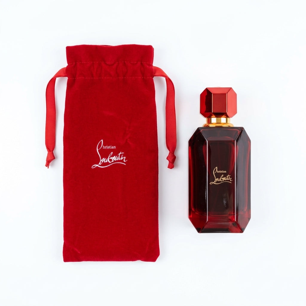Fragrance and pouch set — Flat Lay - Front | Generated by Modelize