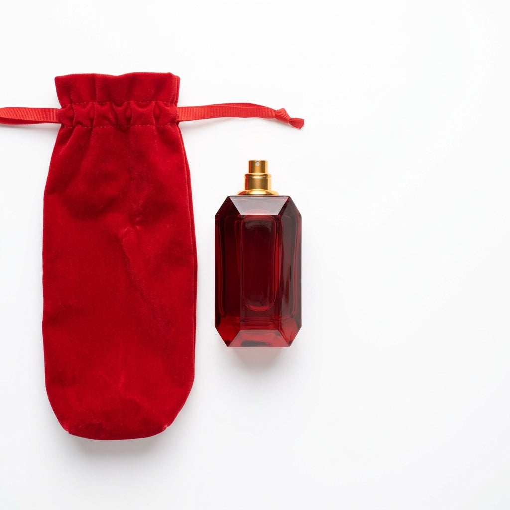 Fragrance bottle and pouch set — Flat Lay - Back | Generated by Modelize