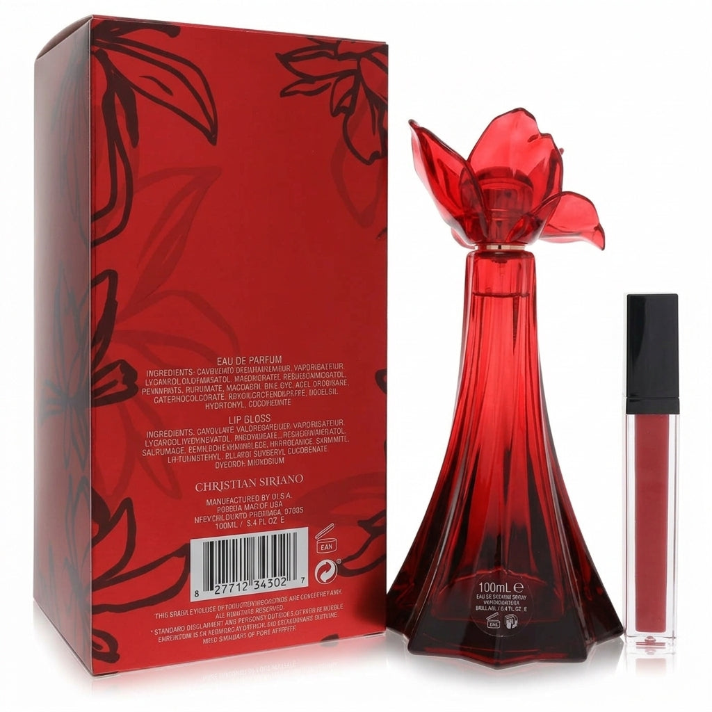 Fragrance and lip gloss gift set — Studio - Back View | Generated by Modelize