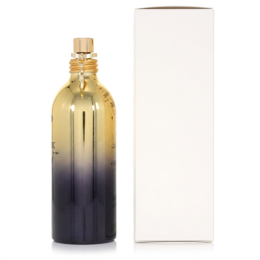 Fragrance bottle and box — Studio - Side View | Generated by Modelize