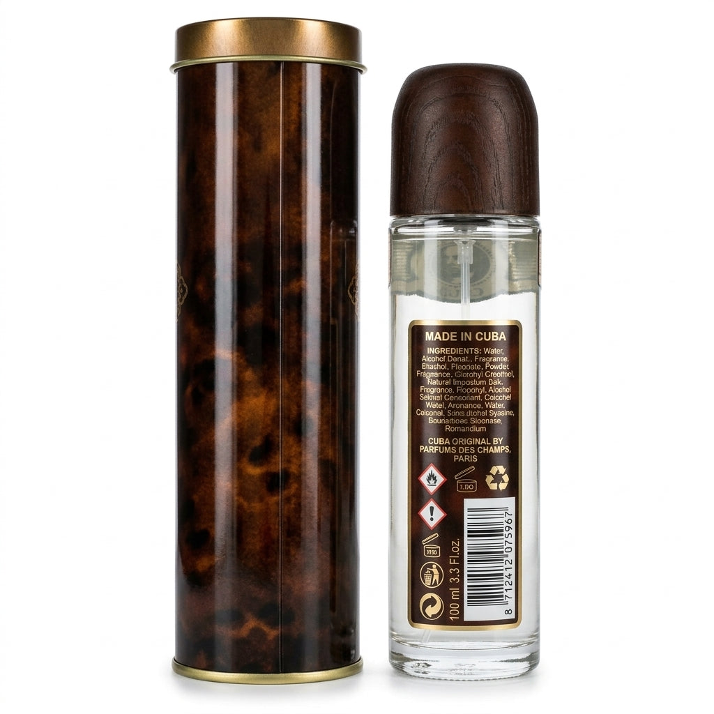 Fragrance Bottle and Tin Set — Studio - Back View | Generated by Modelize