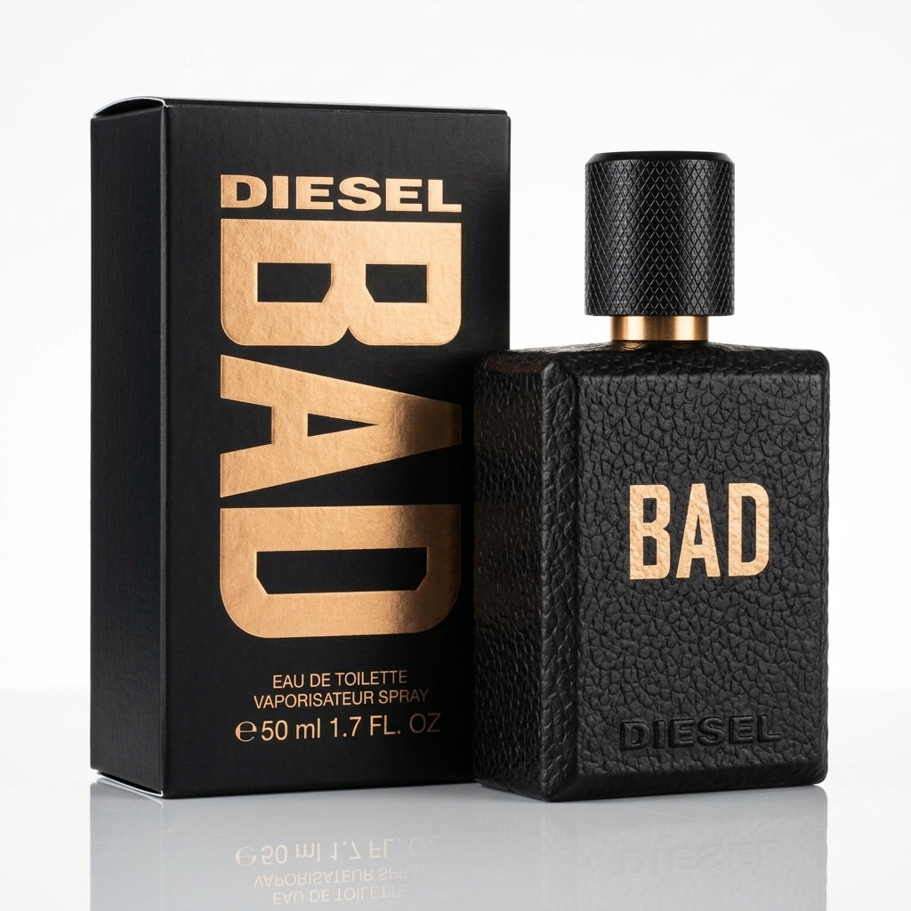 Fragrance bottle and packaging — Studio - Side View | Generated by Modelize