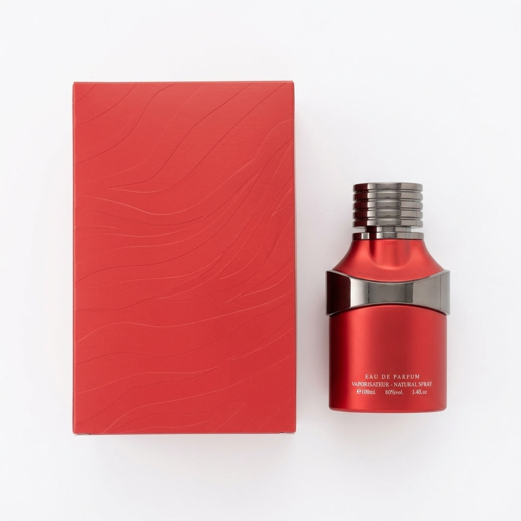 Fragrance bottle and packaging — Flat Lay - Back | Generated by Modelize