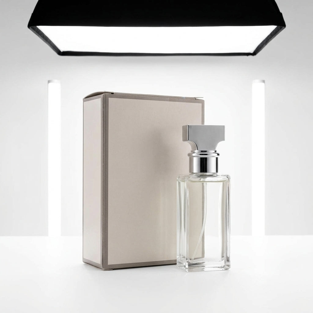 Eau De Parfum Spray and Box — Studio - Back View | Generated by Modelize