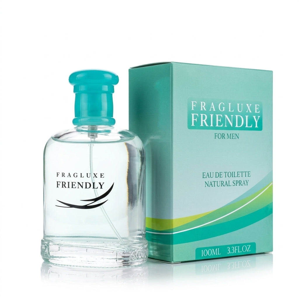 Fragrance bottle and packaging — Studio - Side View | Generated by Modelize