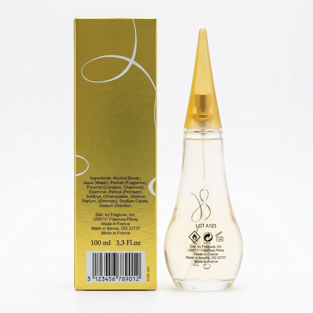 Perfume bottle and packaging — Studio - Back View | Generated by Modelize