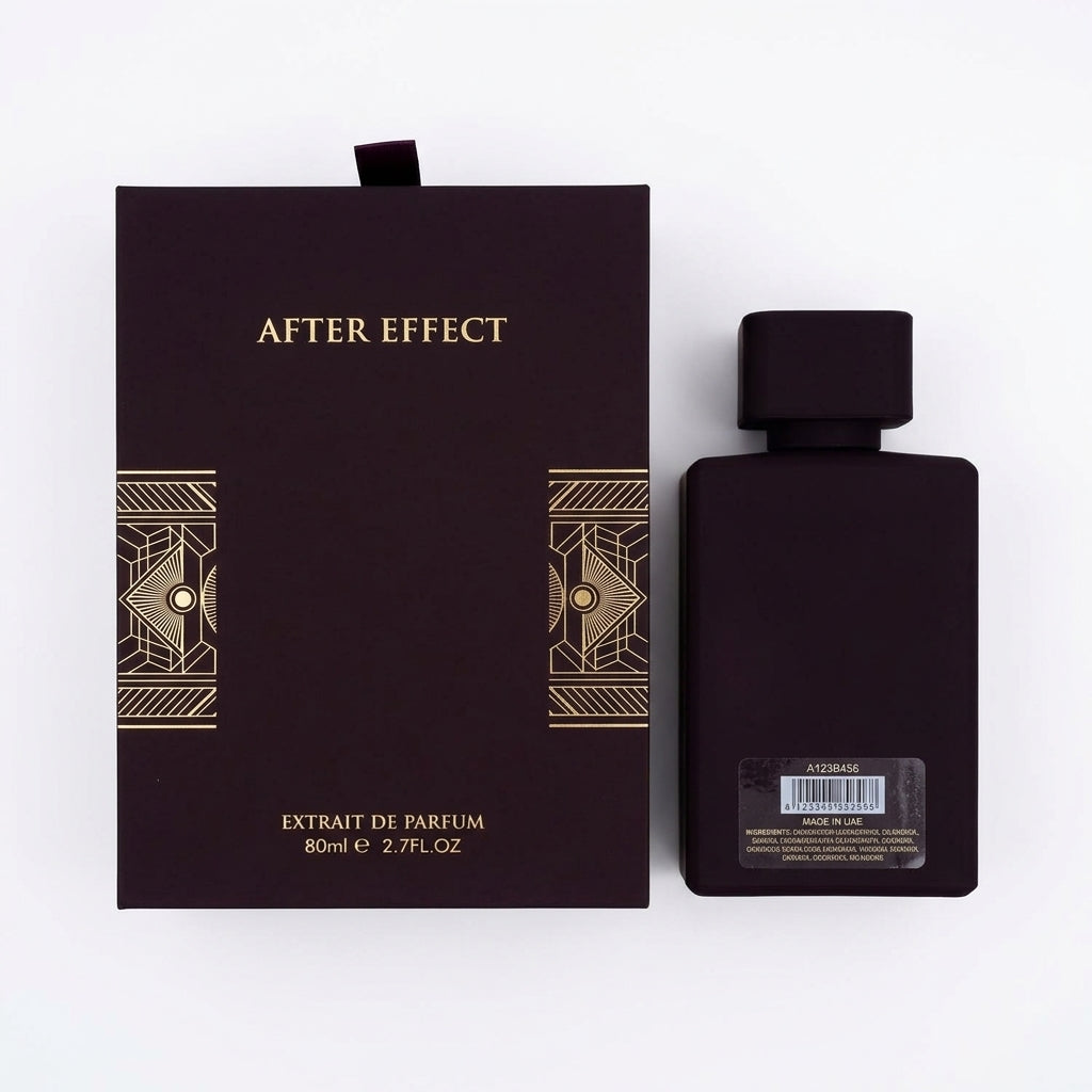 Fragrance set (Bottle and Presentation Box) — Flat Lay - Back | Generated by Modelize